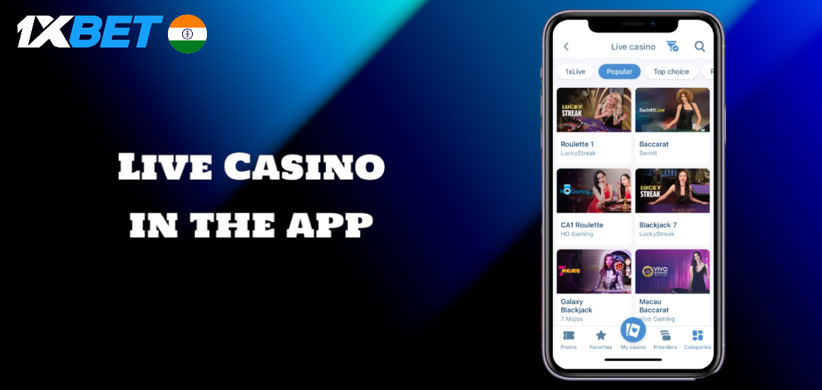 1xBet Live Casino in the app