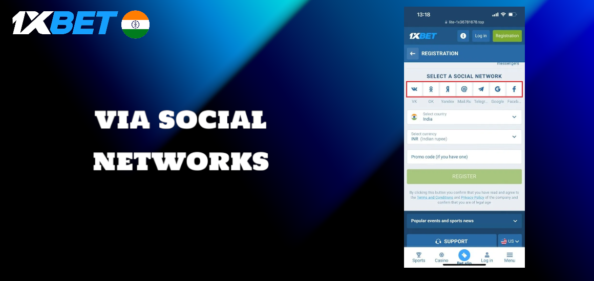 Creating an account via social networks and messengers