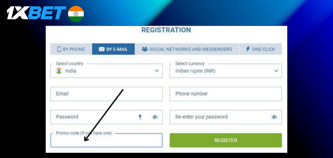 How to register in 1xBet with promo code